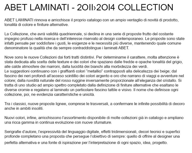 ABET LAMINATI - 2011-2014 Collection