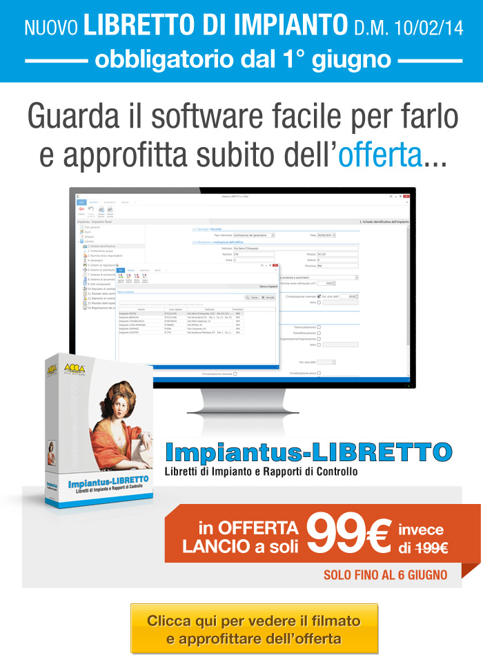 Nuovo Libretto Impianto obbligatorio dal 1° giugno: ecco il software ACCA in offerta