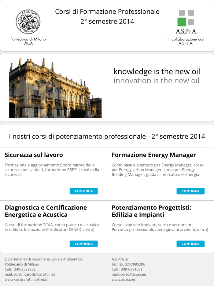 Formazione Politecnico Milano e ASPrA