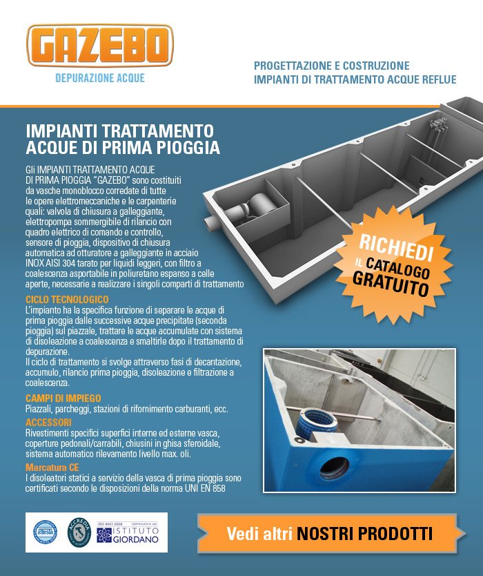 Impianti trattamento acque di prima pioggia