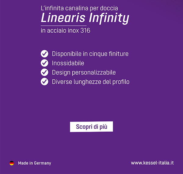L'infinita canalina per doccia Linearis Infinity in acciaio inox 316