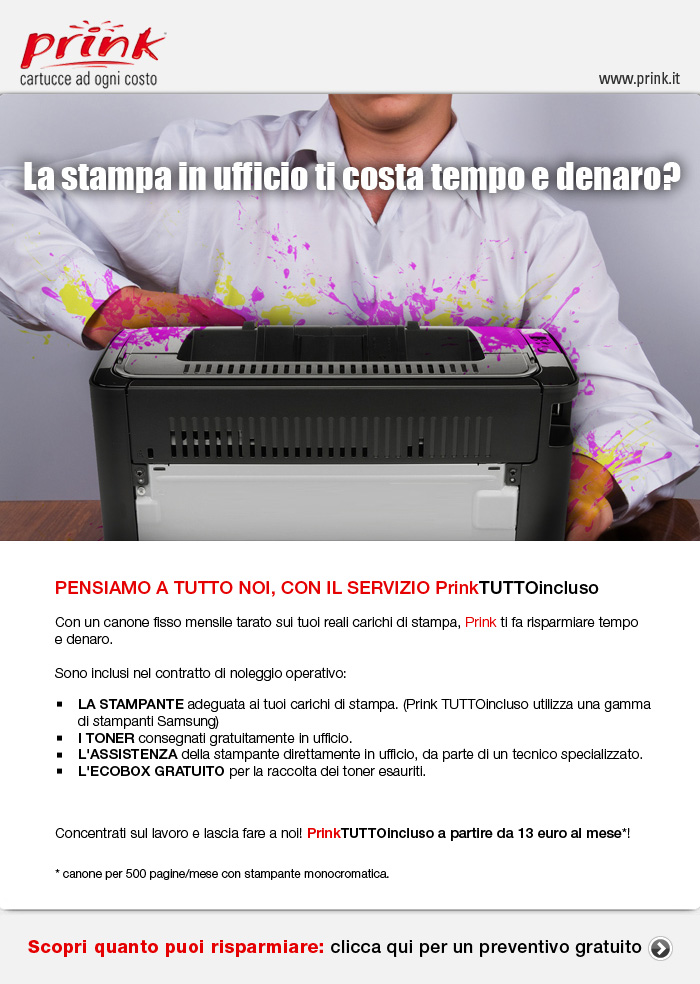 Abbatti i costi di stampa in ufficio con Prink TUTTOincluso