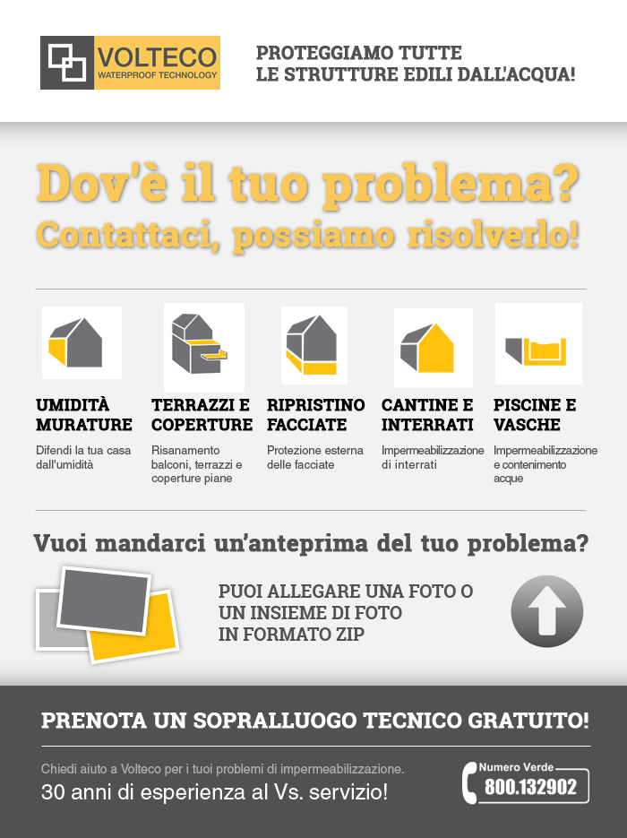 Volteco risolve i tuoi problemi di impermeabilizzazione