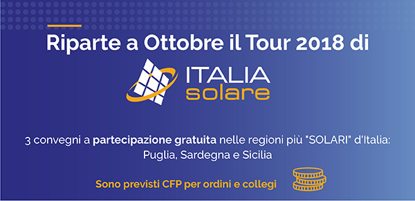 Riparte a Ottobre il Tour 2018 di Italia Solare